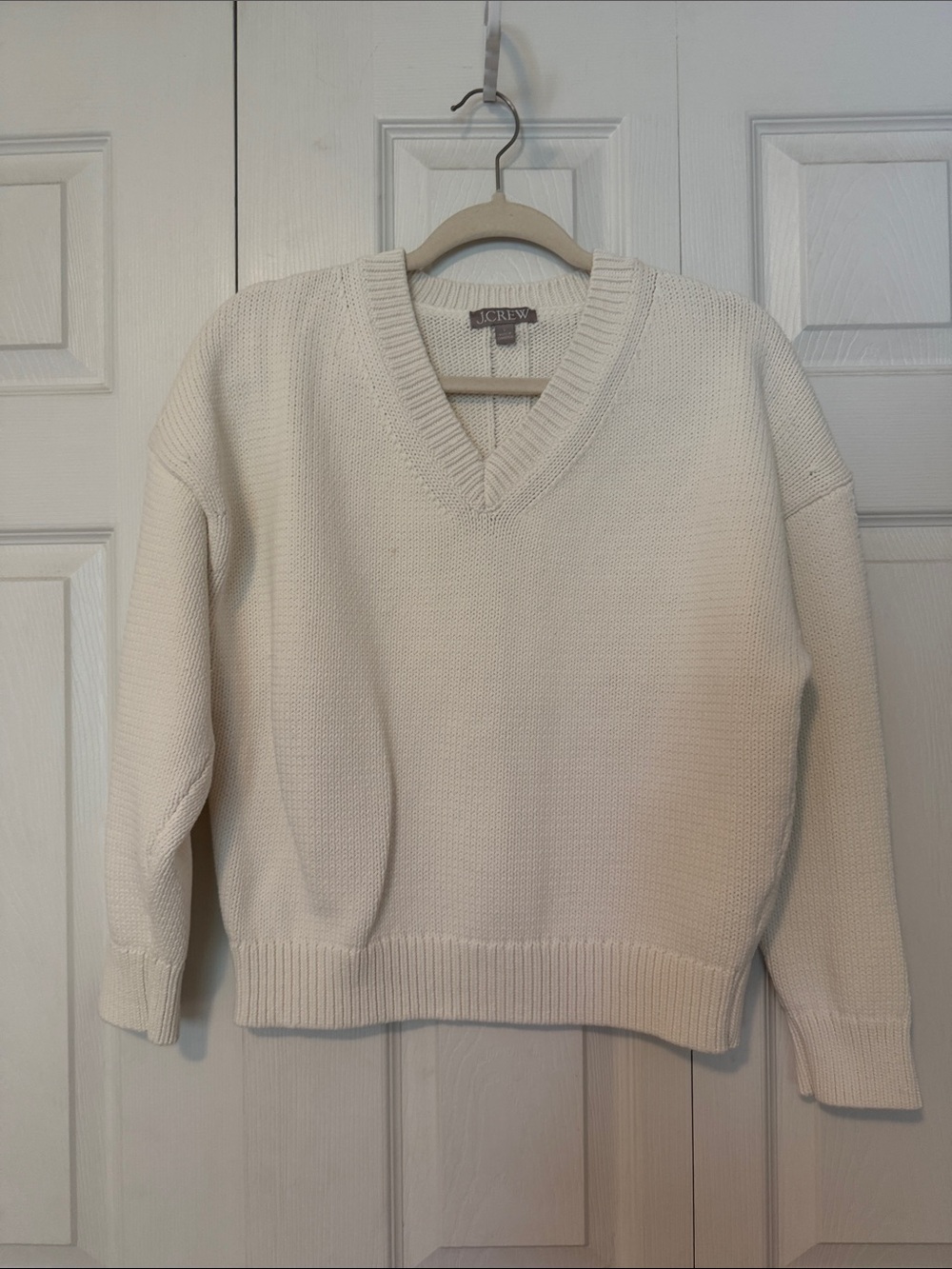 J. Crew Cream V-Neck Sweater